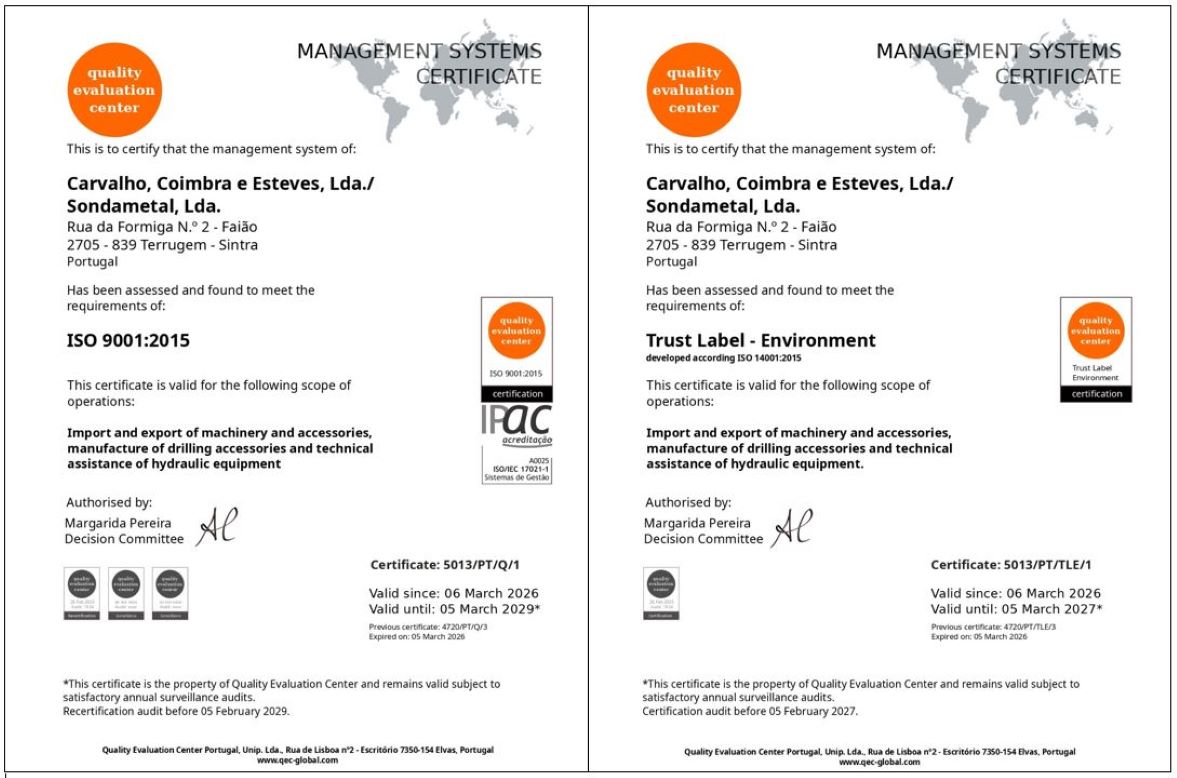 Renewal of Certificate ISO 9001/2015 and Environmental Certification 2026/2029